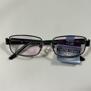 Foster Grant - Multi Focus Plus Black and Grey Reading Glasses Metal Frame -1.25